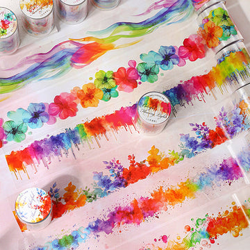 Colorful Flowing light Series die cutting journaling pet tape