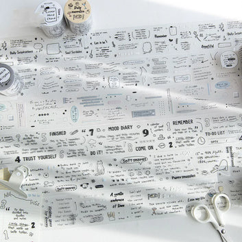 Line Notes Series Kawaii English Text Die cut Pet Tape