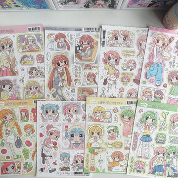 Korean Style Cute Anime Character Sticker Sheet