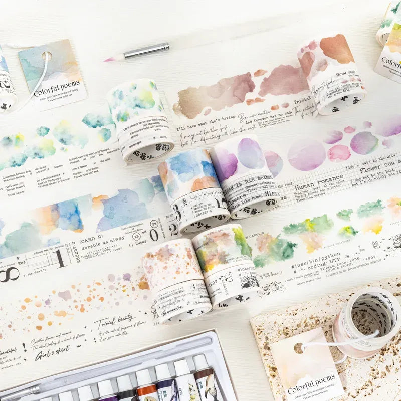 Watercolored Decorative Washi Tape - Journal Carnival