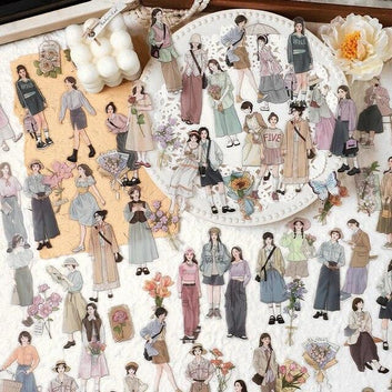 Vintage Girl Outfit People Stickers