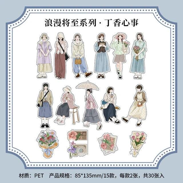 People Sticker Style Vintage Girl Outfit People Stickers