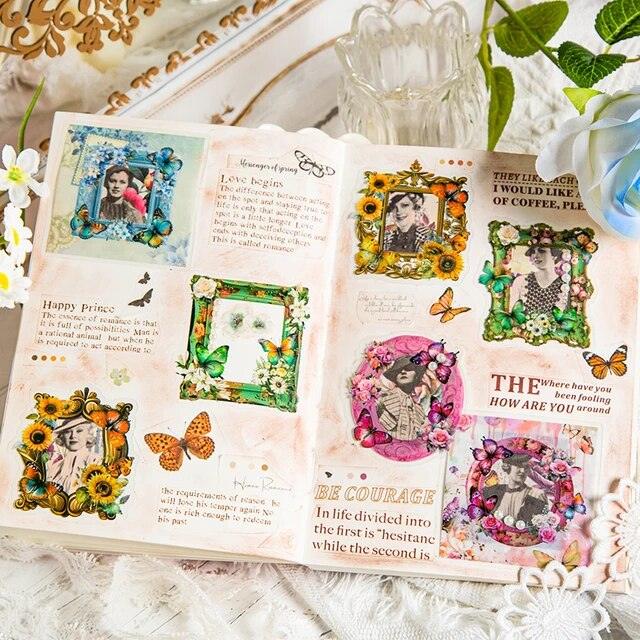 Butterfly Flower Theme Frame Stickers - Journal Carnival