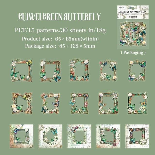 Butterfly Flower Theme Frame Stickers - Journal Carnival