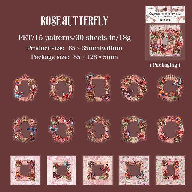 Butterfly Flower Theme Frame Stickers - Journal Carnival