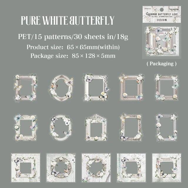 Butterfly Flower Theme Frame Stickers - Journal Carnival