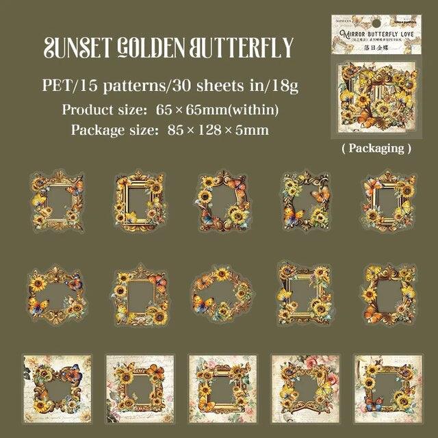 Butterfly Flower Theme Frame Stickers - Journal Carnival