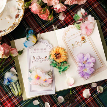 Dew Flowers Poem Acrylic Clip - Journal Carnival
