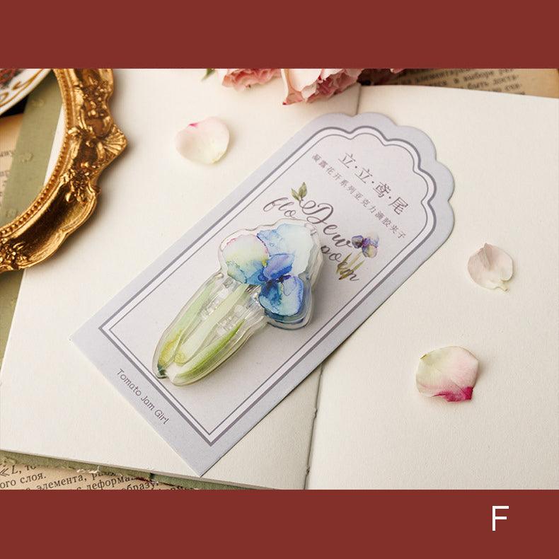 Dew Flowers Poem Acrylic Clip - Journal Carnival