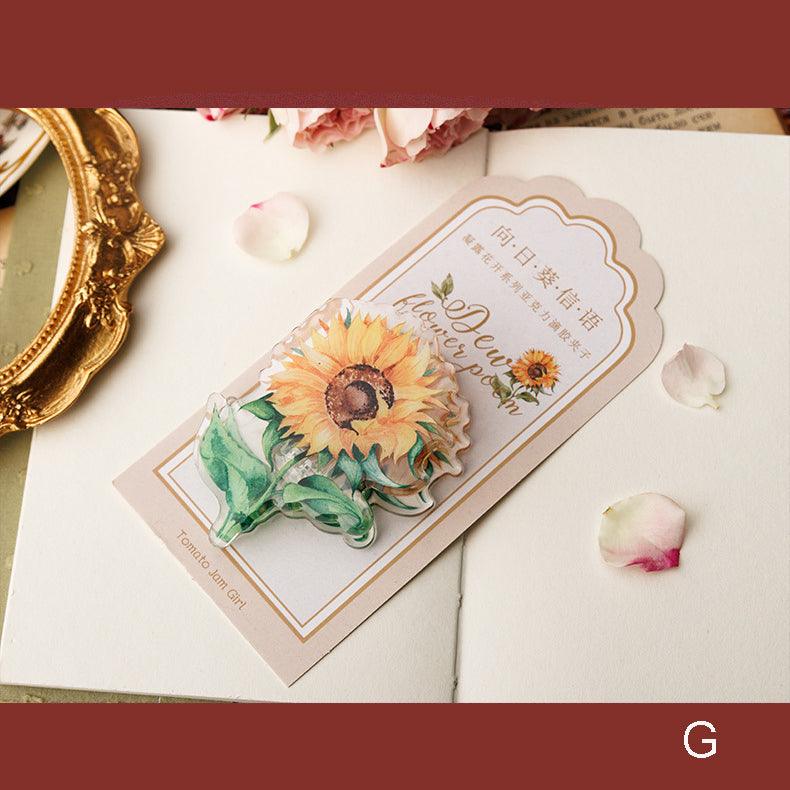 Dew Flowers Poem Acrylic Clip - Journal Carnival