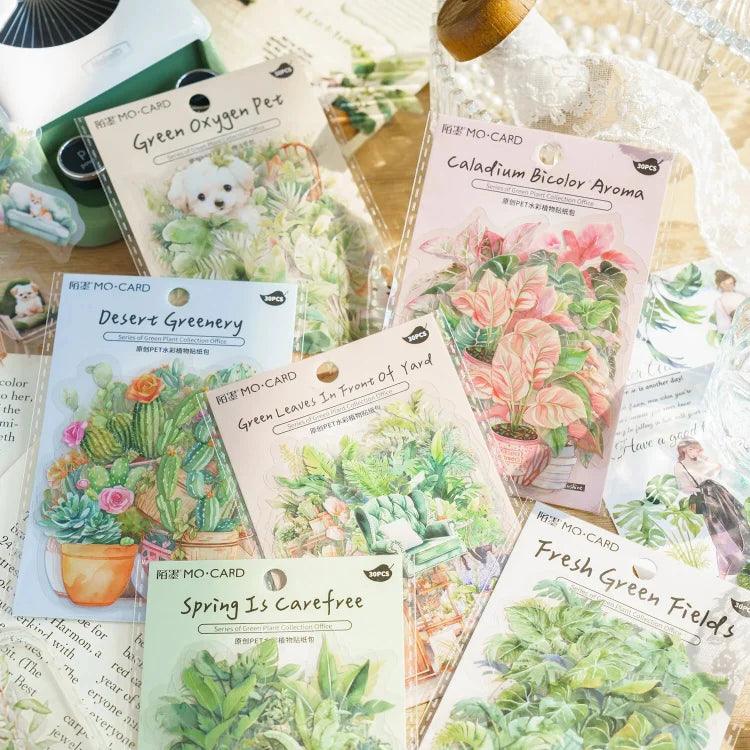Green Plant Collection House Decorative Sticker - Journal Carnival