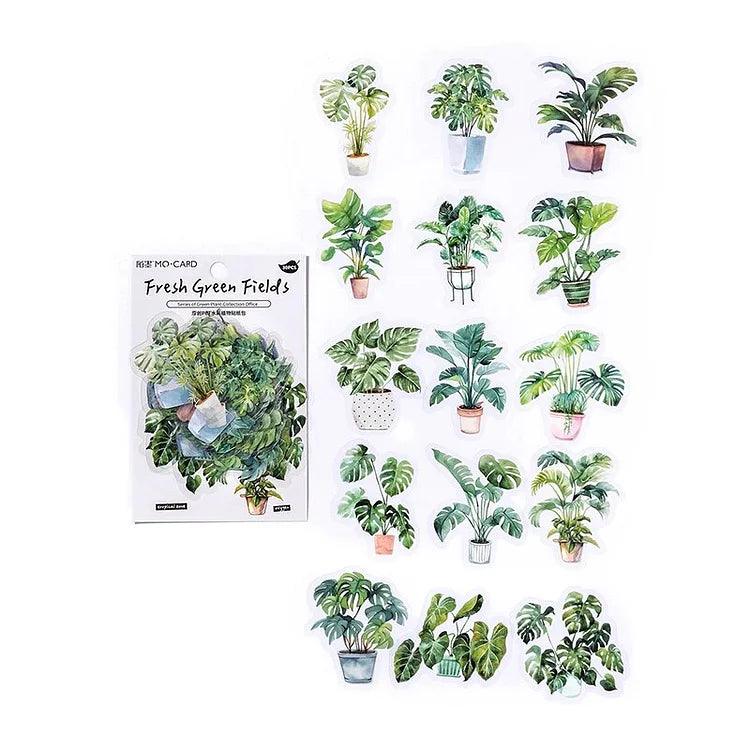 Green Plant Collection House Decorative Sticker - Journal Carnival