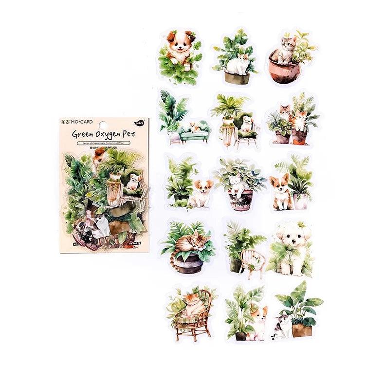 Green Plant Collection House Decorative Sticker - Journal Carnival