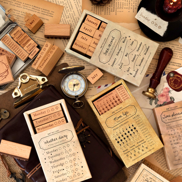 Perpetual Calendar Wooden Stamp Set