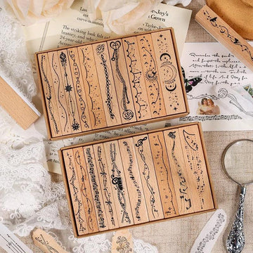 Vintage wood seal stamp set - Journal Carnival