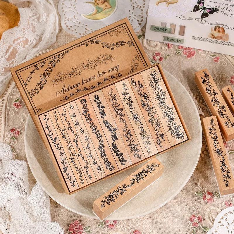 Vintage wood seal stamp set - Journal Carnival