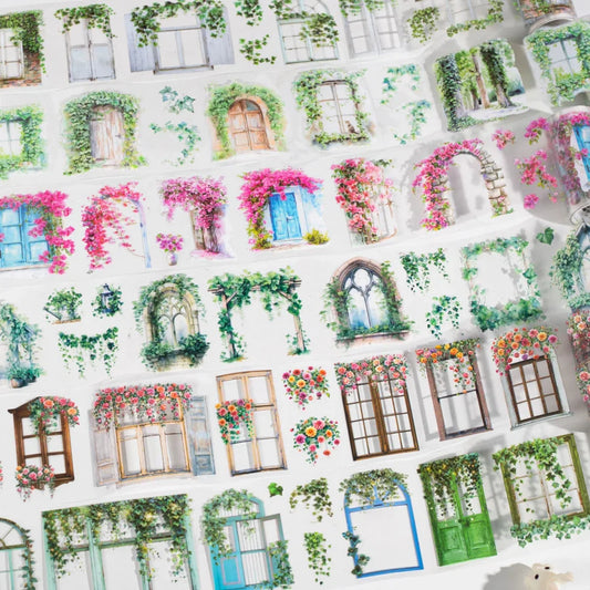 Vine Windowsill Series Vintage Plant Flower Die cutting Pet Tape