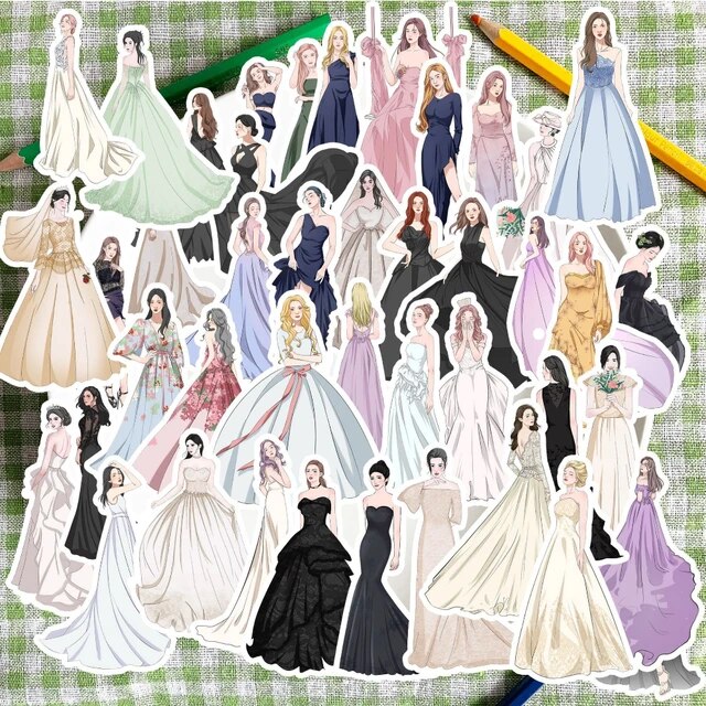 Dress Wearing Series Character Stickers - Journal Carnival