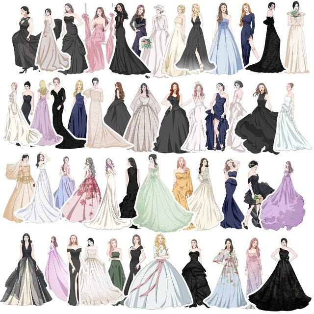 Dress Wearing Series Character Stickers - Journal Carnival