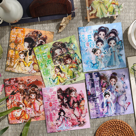 Ancient style teenage characters stickers