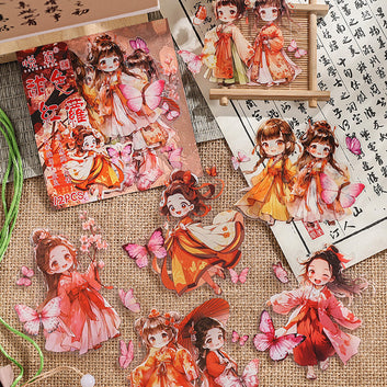 Ancient style teenage characters stickers