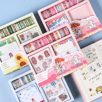Kawaii Washi Masking Tape Sticker Memo Pad Set