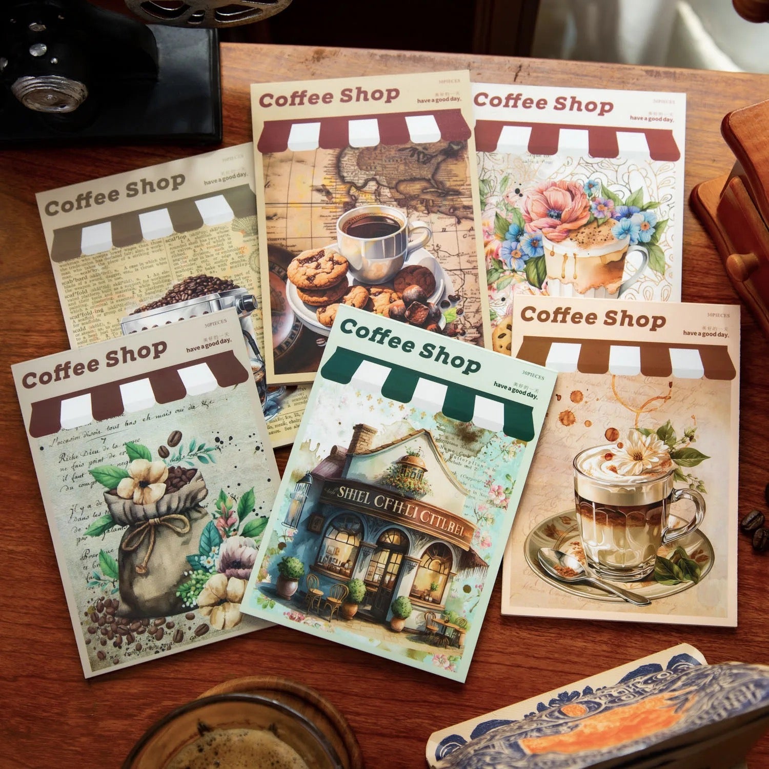 Street corner coffee shop series material paper - Journal Carnival