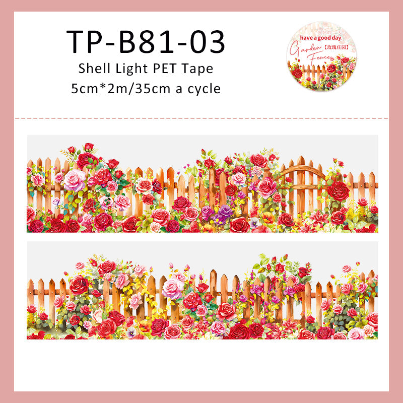 Garden fence series shell light PET Tape - Journal Carnival