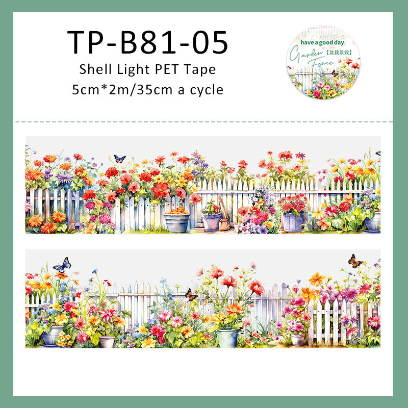 Garden fence series shell light PET Tape - Journal Carnival