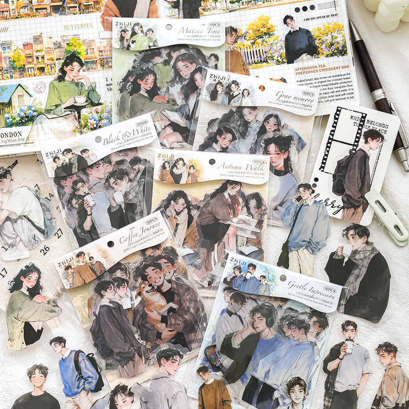 Girl heart island record series sticker