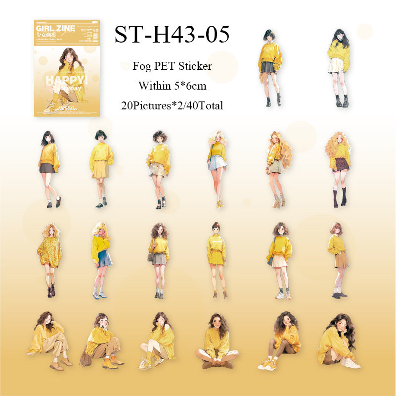 Girls' pictorial series PET sticker - Journal Carnival