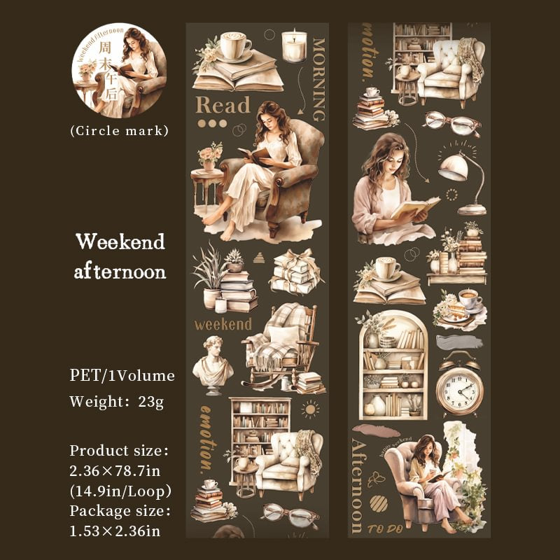 Reading Time Series Coffee Character PET Tape - Journal Carnival