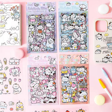 Kitten scout cartoon sticker sheets