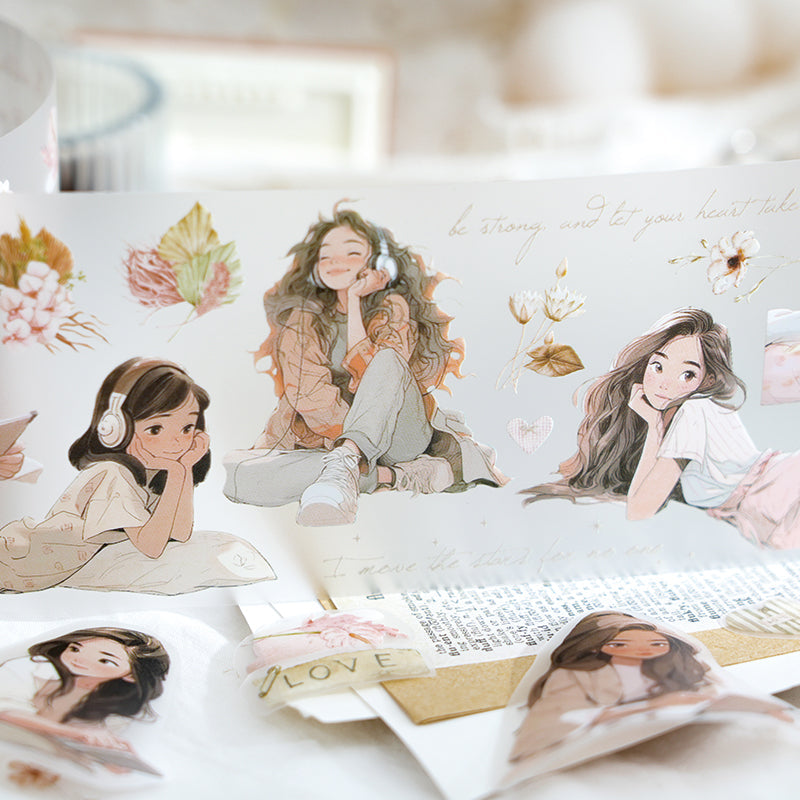 Huayu girl series fog surface PET tape - Journal Carnival