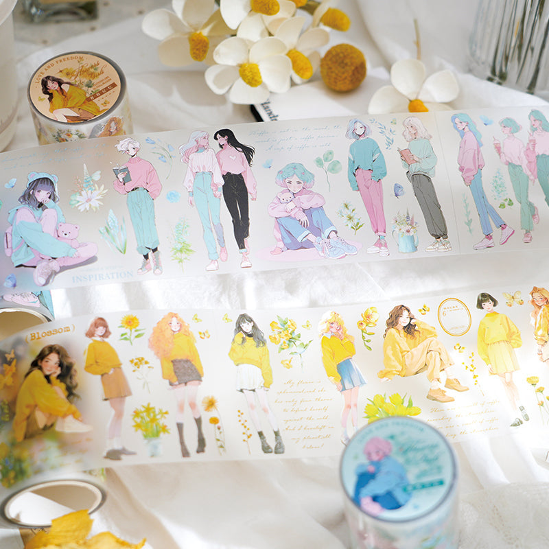 Huayu girl series fog surface PET tape - Journal Carnival