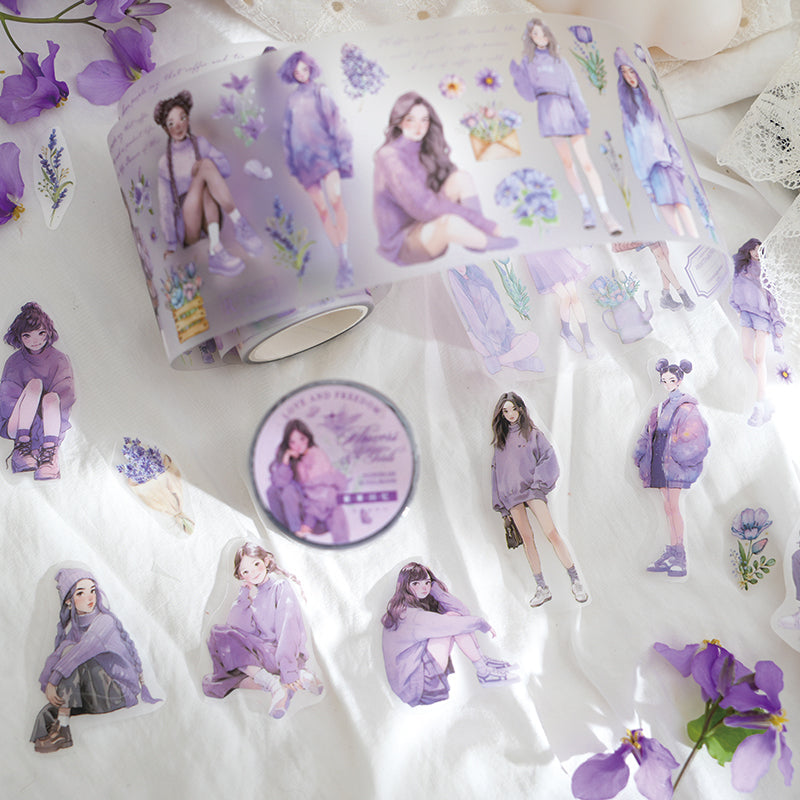 Huayu girl series fog surface PET tape - Journal Carnival