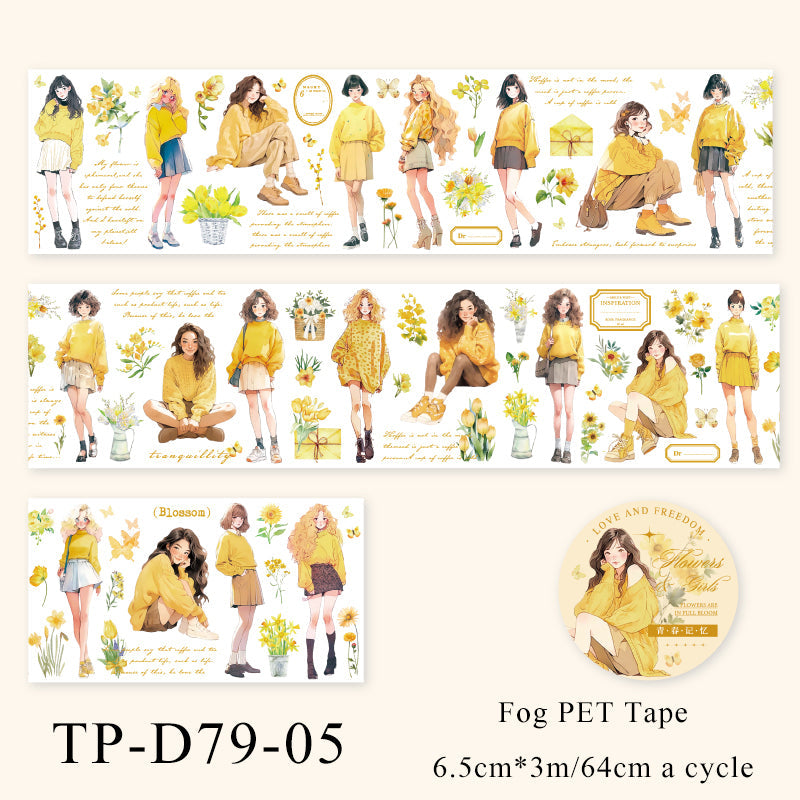 Huayu girl series fog surface PET tape - Journal Carnival