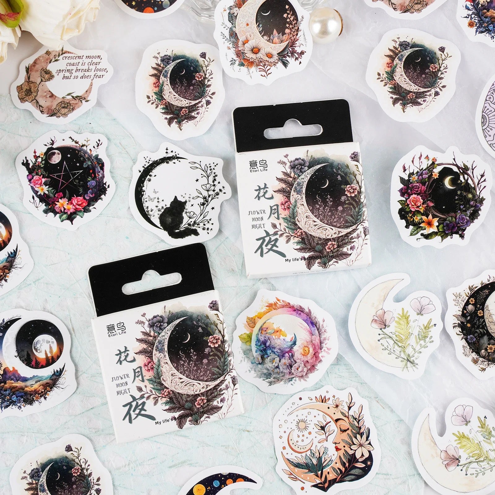 Flower Moonlight Series Sticker box - Journal Carnival