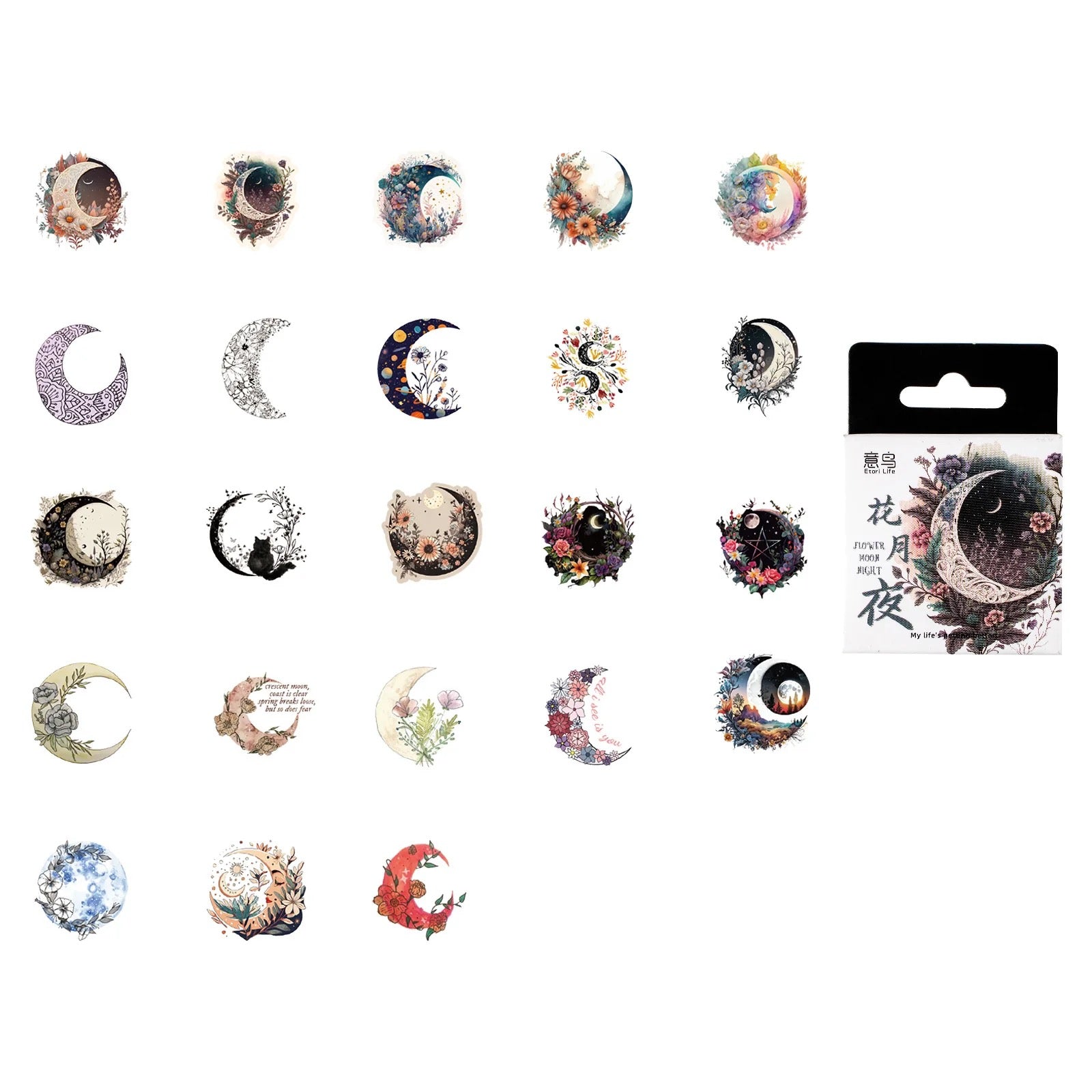 Flower Moonlight Series Sticker box - Journal Carnival