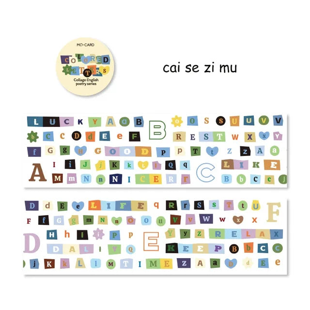 English Poetry Series Simple Letter Material Die-Cut Pet Tape - Journal Carnival