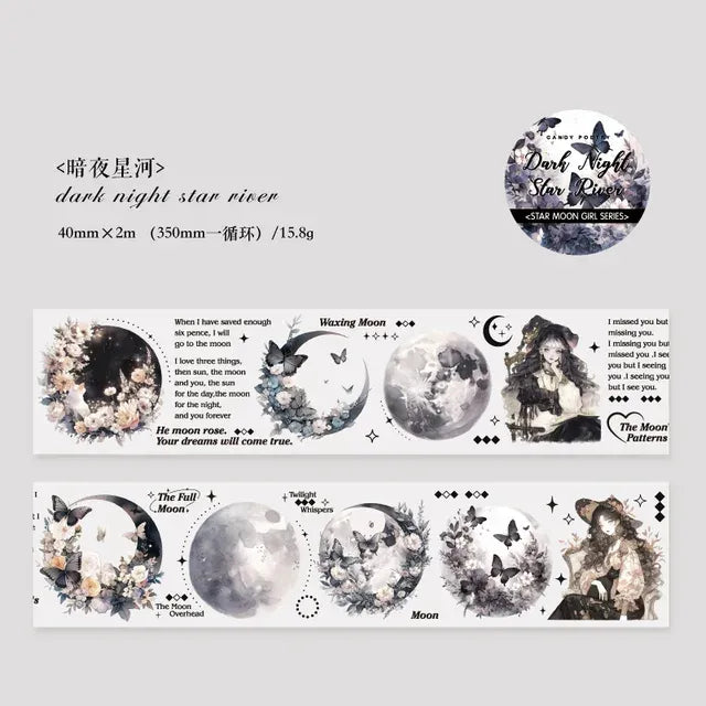Starry sky and moon theme PET tape - Journal Carnival