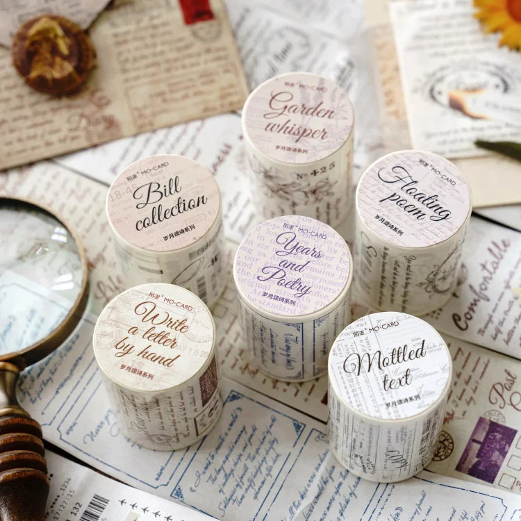 Vintage English Text Decor Washi Tape - Journal Carnival