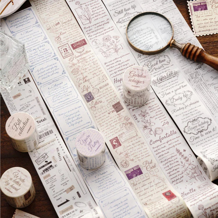 Vintage English Text Decor Washi Tape - Journal Carnival
