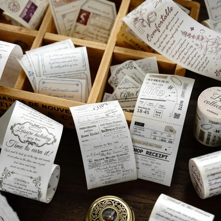 Vintage English Text Decor Washi Tape - Journal Carnival