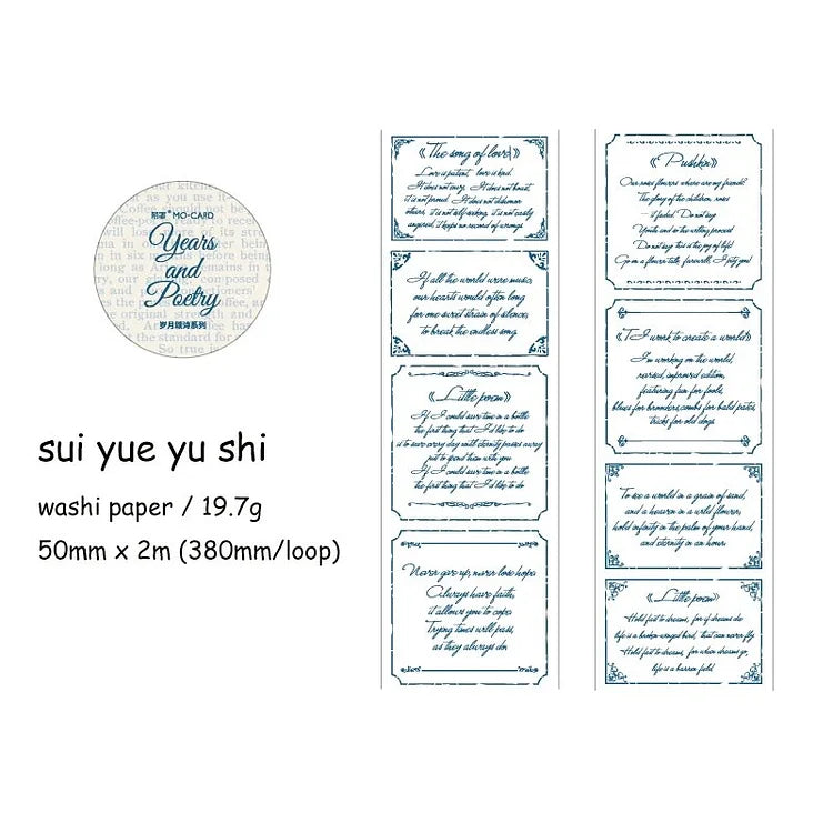 Vintage English Text Decor Washi Tape - Journal Carnival