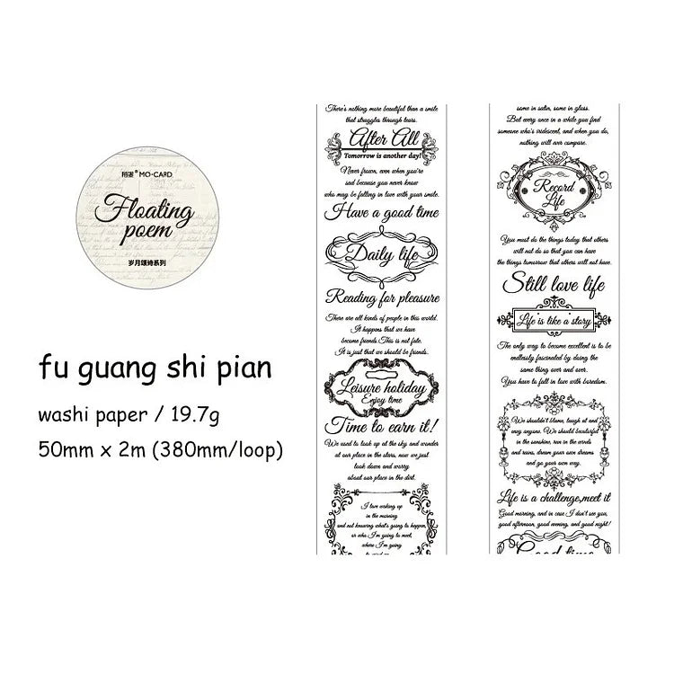 Vintage English Text Decor Washi Tape - Journal Carnival