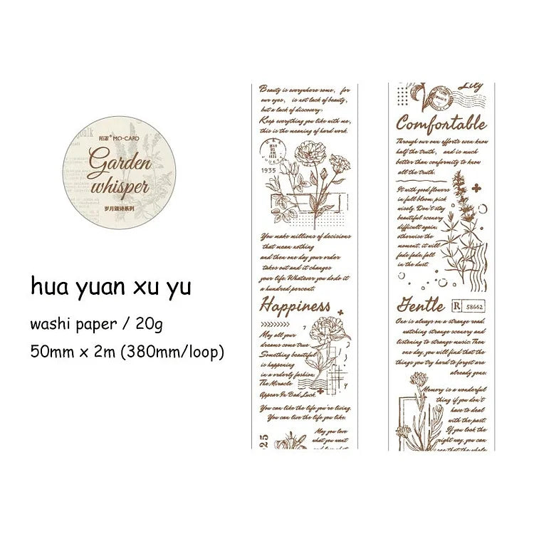 Vintage English Text Decor Washi Tape - Journal Carnival