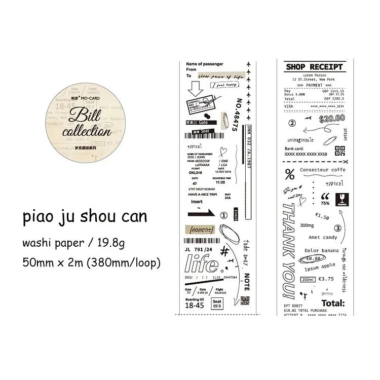 Vintage English Text Decor Washi Tape - Journal Carnival