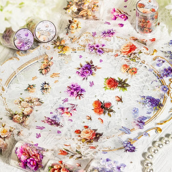 Pre-cut PET Flower Stickers Tape