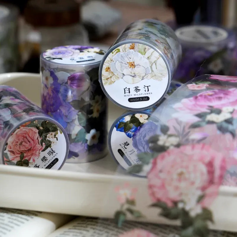 Four Seasons Flower Theme Die-Cut Pet Tape - Journal Carnival